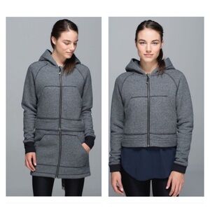 Lululemon Long & Short Of It Jacket Grey Convertible Cropped Sweatshirt Size 4